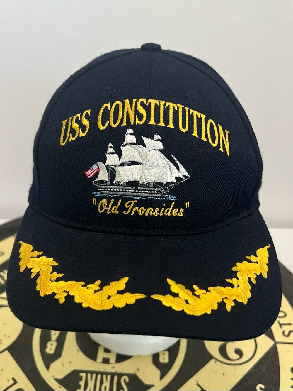 Vintage The Corps 80s USA USS Constitution Old Fronsides Black Eggs Snapback Hat